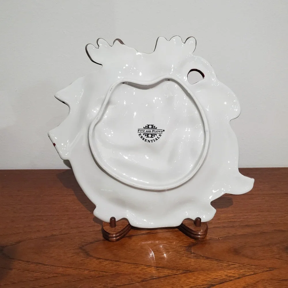 Fitz and Floyd Essentials Christmas Moose Plate‎ Holiday Decor